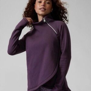 Athleta Cozy Karma Deep Purple Layered Multi Pocket Long Sleeve Pullover Size 3X